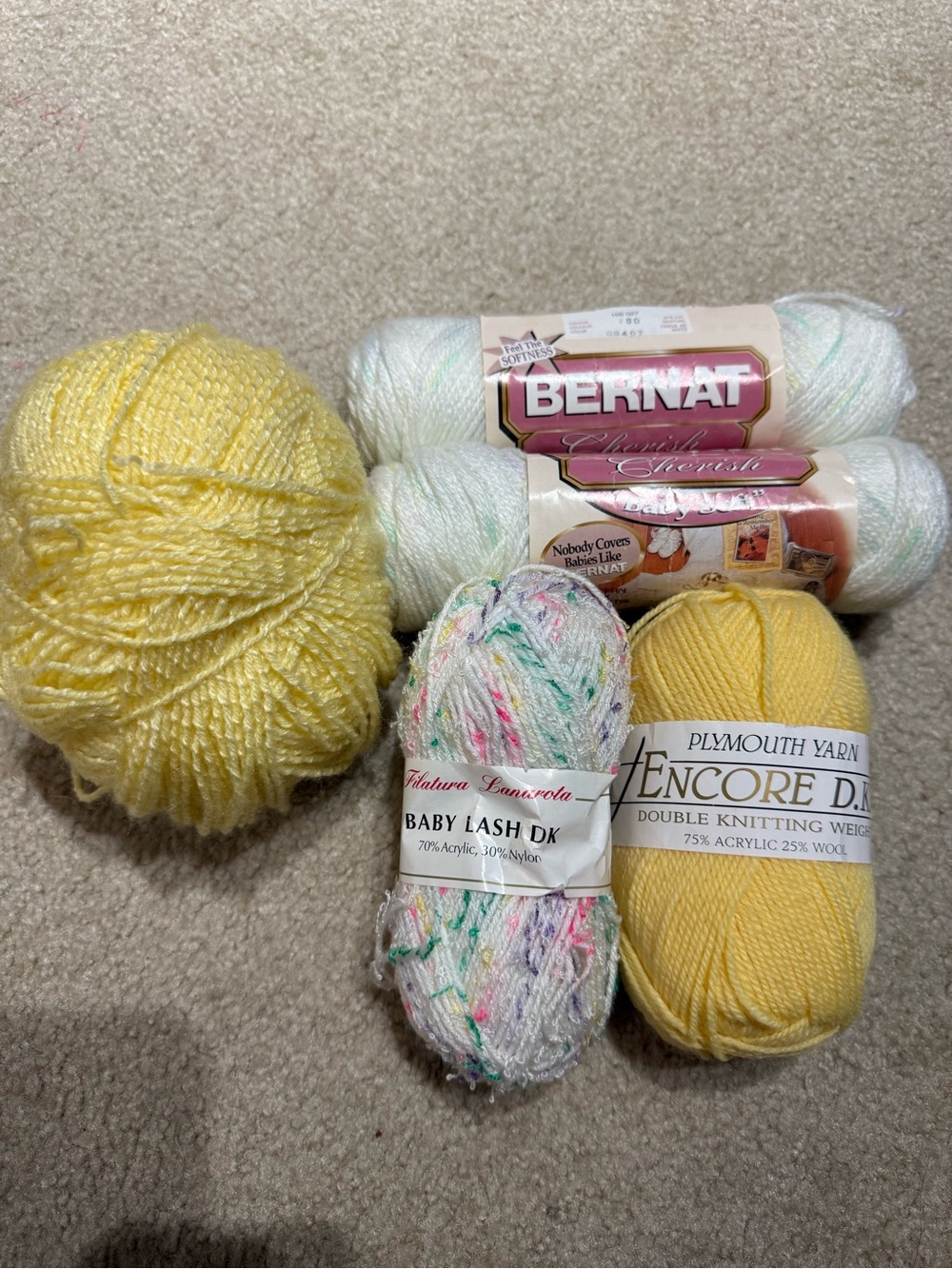 Bernat & Plymouth Yellow and Cream Baby Yarn Assortment - Multipack
